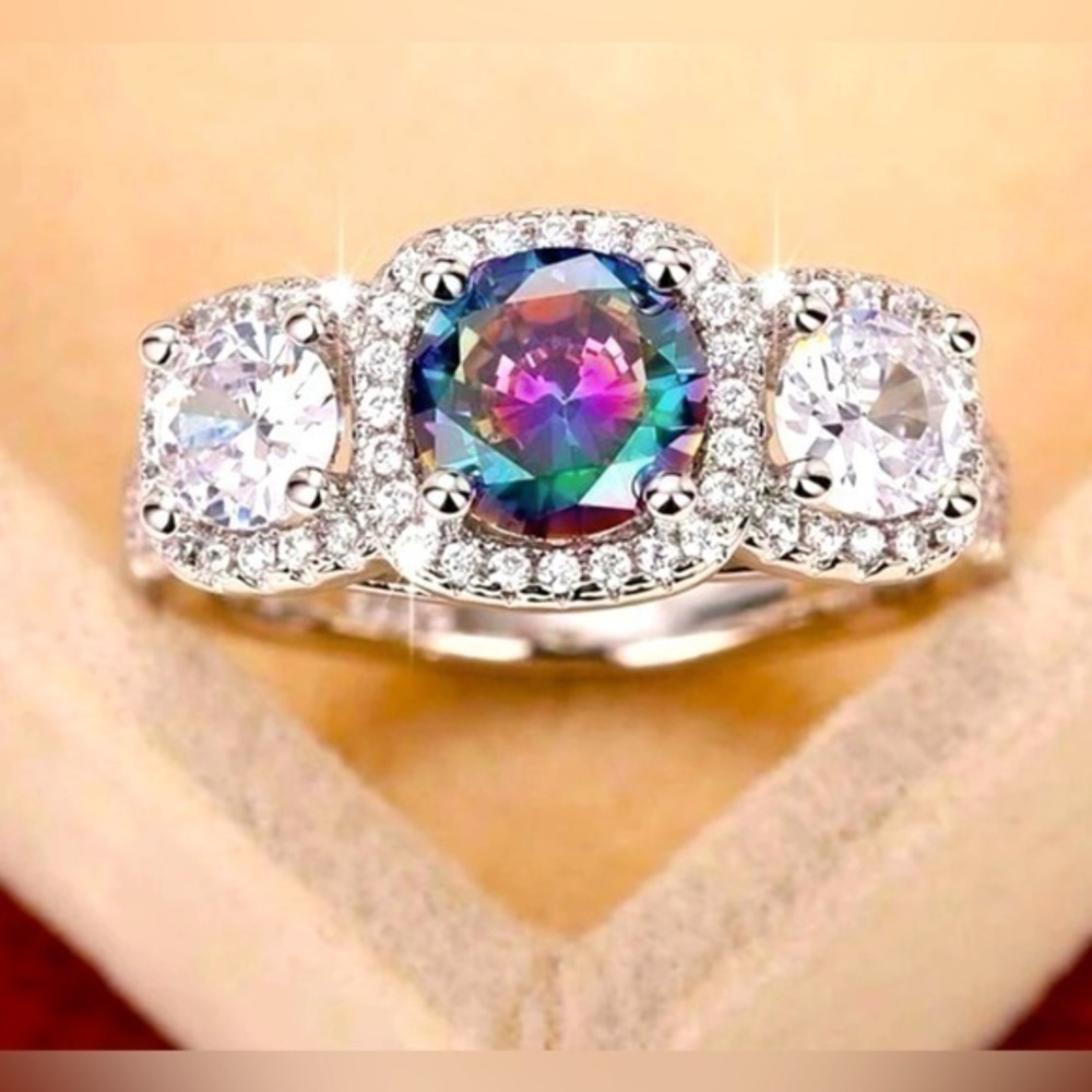 🆕 Mystical Stone Cubic Zirconia Silver Ring